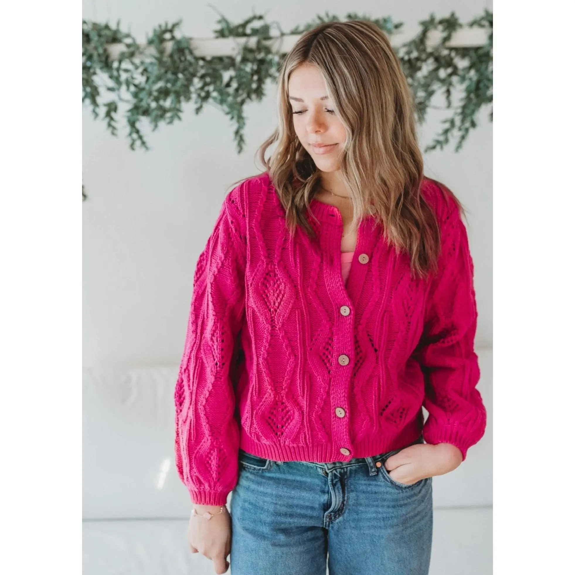 Women's Fuchsia Cardigan