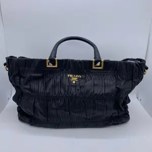 Pre-owned PRADA Black Pleated Tote Handbag/Shoulder Bag