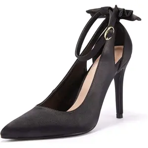 Coutgo Women's Pointed Toe High Heels Ankle Strap D'Orsay Pumps Shoes Bow Wedding Bowtie Back Dress Sandals outdoorfun