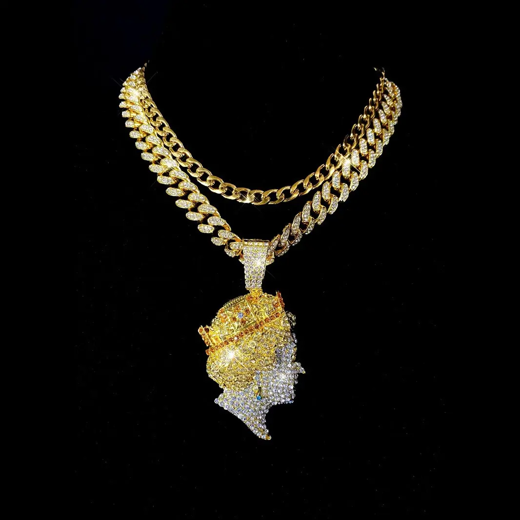 Women's Hip Hop Chain & Link Necklace, Heavyweight 120g Costume Jewelry with 9cm x 4.6cm Pendant, A Bold Statement Gift Item