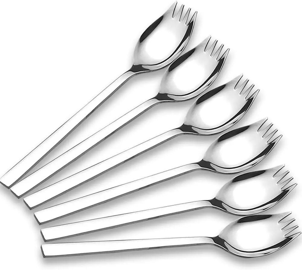 6-pack Stainless Steel Sporks for Everyday Use, Back to school lunch supplies Camping Hiking Heavy Duty Flatware set,7.6-inch (M)
