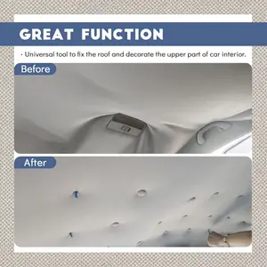 60pcs Car Roof Headliner Repair Button Roof Repair Rivets Auto Roof Snap Rivets Retainer with Installation Tool for Fixing Repair Buckle Car Interior Decorate (Grey, Grid Cloth)