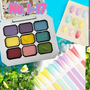 FlexOne 9 watercolor Pat Pat Ombre Gel Set palette or Nail Art ombre gel nail gel painting thick gel