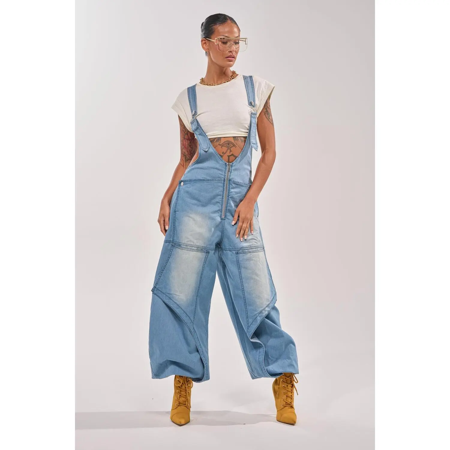 OUT TO PLAY DENIM OVERALL JUMPSUIT