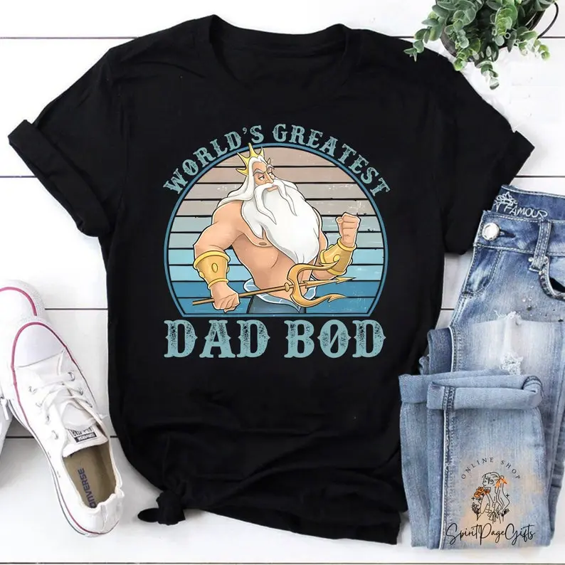 Retro Triton World's Greatest Dad Bod Vintage T-shirt, Little Mermaid Shirt, Triton Shirt, Fathers Day Shirt, Father's Day Shirt