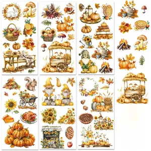 6pcs Autumn Elements Rub on Transfers for Crafts and Furniture Fall Transfer Stickers for  Furniture Glass Porcelain Leather Fabric 11.8 x 5.9 inches DIY Paper Home Decor Craft Supplies