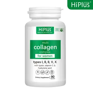 HiPlus Multi-Collagen Peptide Capsules for Women - Premium Hydrolyzed Formula with Hyaluronic Acid, Biotin & Vitamin C - Supports Skin, Hair, Nails & Joints - 1 Month Supply - Healthcare & Fitness