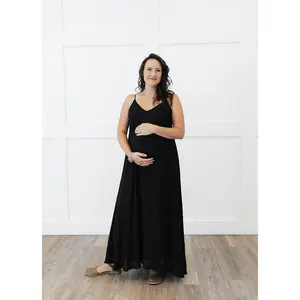 Black Flowy Maternity Maxi Dress