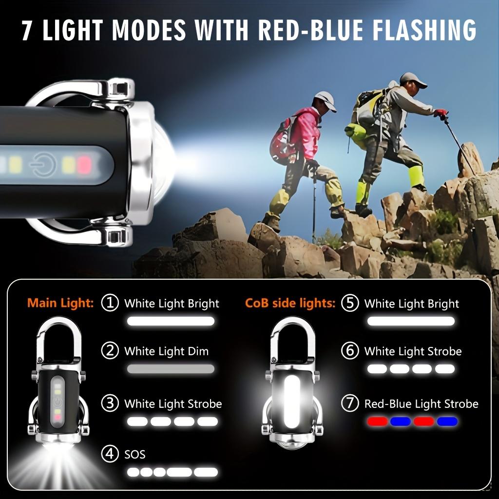 2 PCS Super Bright Mini Keychain Flashlight 3 Lighting Modes Waterproof & Compact Design USB Rechargeable Type-C for Camping Hiking Outdoor Activities tool,gift, Lamp Dimmable Lights
