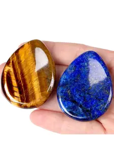 Natural Quartz Blue Goldstone Tiger Eye Crystal Anxiety Stone, Healing Crystals for Meditation, Stress Relief Thumb Stone