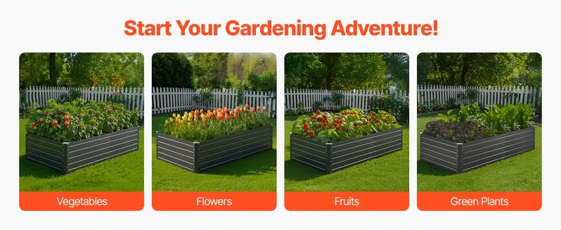 VEVOR Metal Raised Garden Bed, 6.7 x 3 x 1.5 ft Outdoor Galvalume Planter Garden Box, Open Bottom Design, Large Planter Raised Bed for Growing Vegetables, Flowers, Herbs, and Succulents, Gray