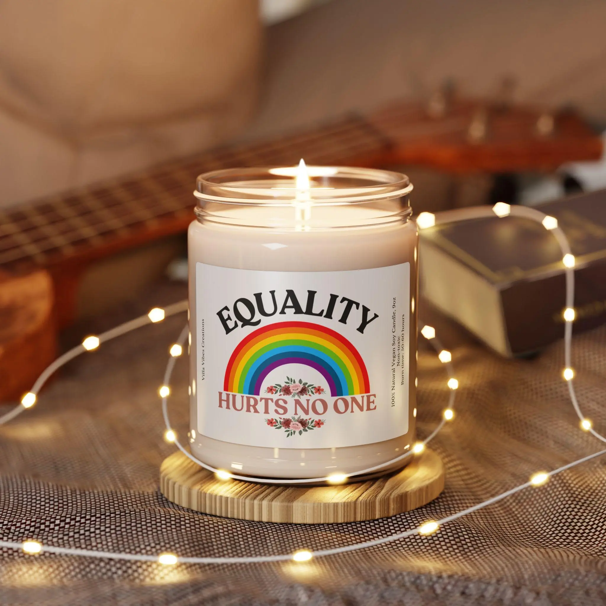 Equality Hurts No One Scented Candle, LGBTQ, Gay Pride, Anti Racism, Equal Rights, Rainbow, Human Rights, Black Lives Matter, Social Justice