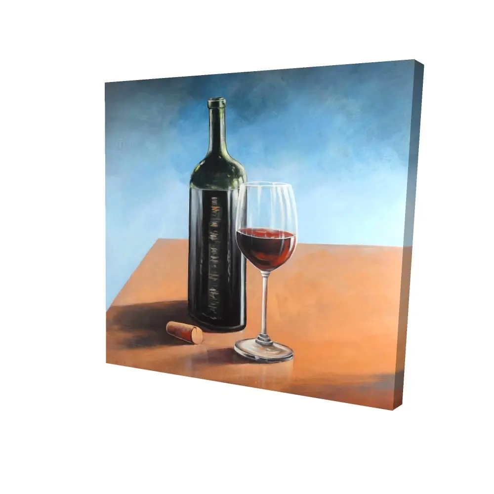 360 Stand 24x24 in. Artistic Kitchen Decor Print - Romantic Bordeaux Wine Bottle & Glass Design, Home Decoration, Home Supplies Gift, Accent Wall Prints, Photo, Indoors, Vibrant, High Color Fastness, Wine Enthusiasts