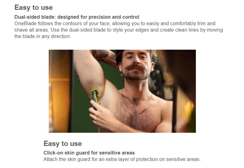 Philips Norelco OneBlade 360 Face + Body, Hybrid Electric Razor and Beard Trimmer for Men with 5-in-1 Face Stubble Comb and Body Hair Trimmer Kit, QP2834/70