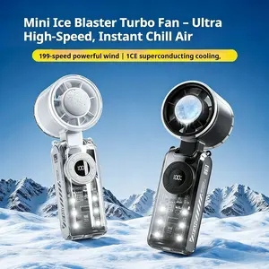 Qa WT or 2026 Refrigeration Handheld Turbo Fan,3600mAh Battery Operated, Up to 12 Working Hours,199-Level Stepless Control with Digital Display, 5-in-1Handheld/Neck/Desktop Cooling Fan for Travel, Dorm &Office, summervibes tiktokshop summerwins0