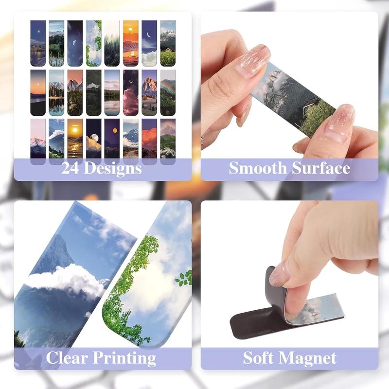 48 Pcs Magnetic Bookmarks, 24 Styles Cute Landscape Magnet Book Markers Magnetic Page Clip, Funny Magnet Page Markers Gifts for Women Men Reading 48 Pcs Magnetic Bookmarks, 24 Styles Cute Landscape Magnet Book Markers Magnetic Page Clip, Funny Magnet Page Markers Gifts for Women Men Reading