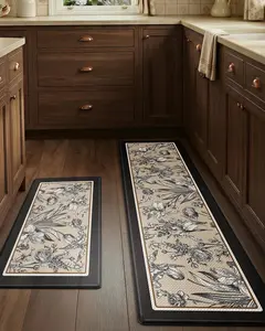 LUMI Anti-Fatigue Kitchen Floor Mats Set of 2,Cushioned Comfort Standing Rug Waterproof 2PCS, Non-Slip Ergonomic Foam Runner for Sink, Laundry, Office & Home,17x29+17x59