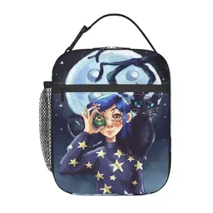 Cartoon Coraline Lunch Bag, The Mouse Portable Insulated Lunchbox and ‌Ghost Boy Reusable Cooler Tote. Versatile for Daily Office Work, Picnic and Beach Outings