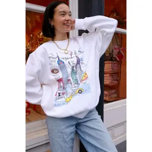 NY Illustration Sweatshirt – New York City Graphic Pullover with Urban Vintage Artwork
