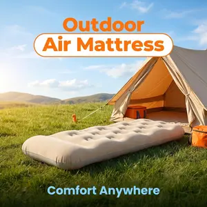 Single Person Inflatable Mattress, Outdoor Camping Style, PVC Material, Durable, Includes Repair Kit and Pump, Ideal for Camping and Home Use