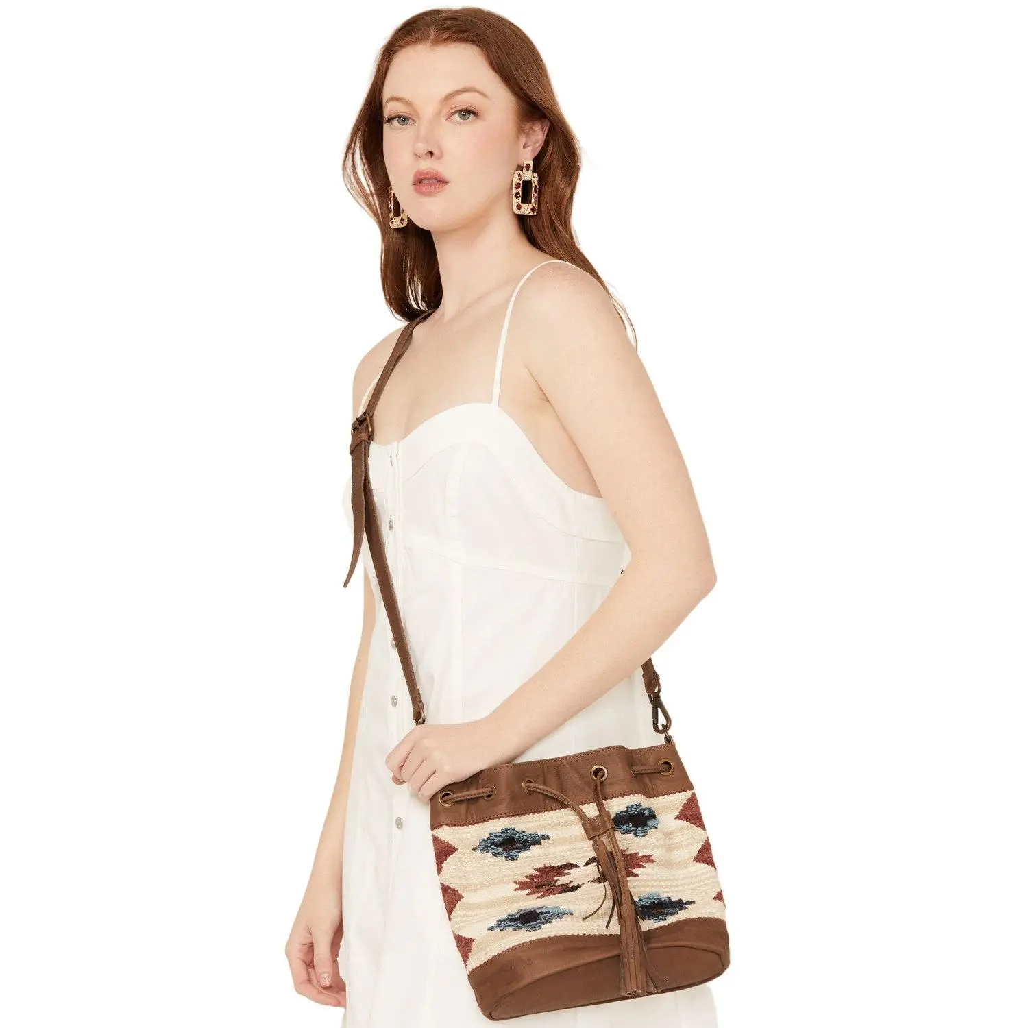 Shyanne Women's Summer Moon Southwestern Bucket Crossbody Bag - Sasu24hb2-Tan