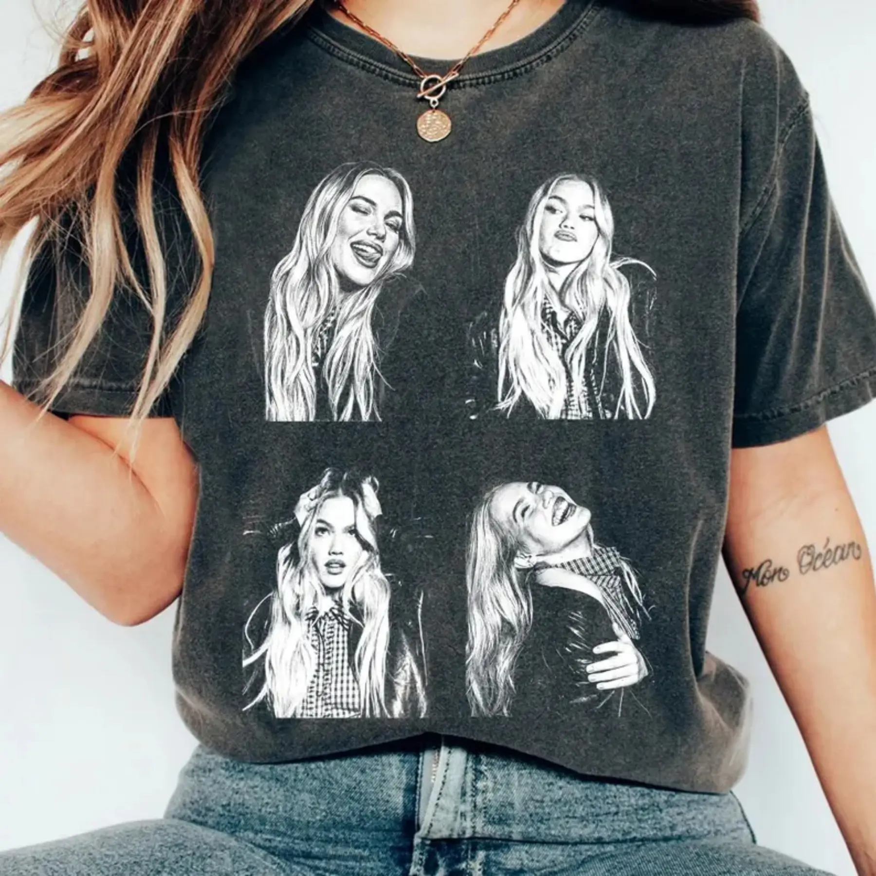 Women's Colorful Oversize Minimalist Short-Sleeve T-Shirt - Freya Skye Silent Treatment Stars Align Tour 2026 Festival Tee, Dsn Channel Zombies 4 Nova Bright Concert Top
