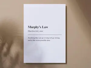 Murphy's Law Poster: Adding Humor and Resilience to Your Workplace, Matte Vertical Posters Poster No Frame Decor Home, Kitchen, Garden, Living Room, Office