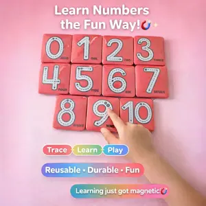 Dry Erase Tracing Numbers Magnets for Kids Learning - Set of 10 Magnetic Number Tiles for Educational Play