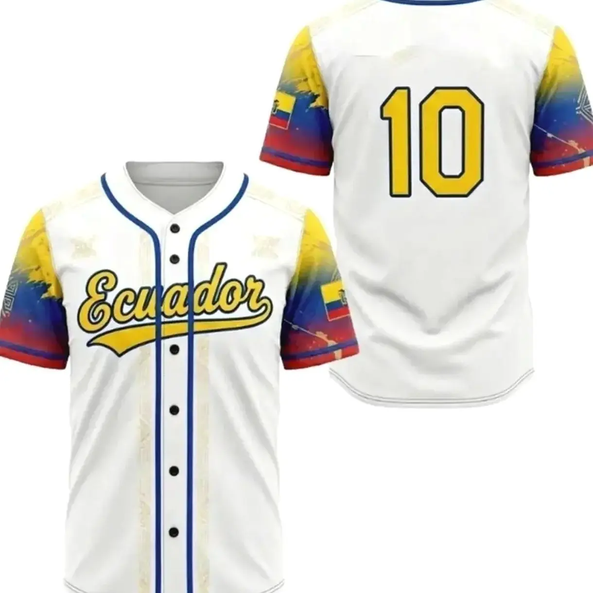 Ecuador Baseball Jersey, Ecuador Soccer Fan Jersey, Unisex Sportswear Button Up Tee for Men, Women