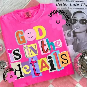 Comfort Colors God is in the Details Christian TShirt, Playful Scripture Bible Verse Tee, Aesthetic Christian Inspirational Top, Trendy Jesus Bible Graphic T-Shirt, Premium Garment Dyed Faith Based Apparel