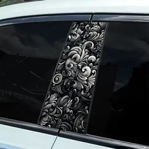 2 Baroque Embossed Theme Vinyl B-Pillar Decals - Durable, Waterproof, Sunscreen, Semi-Glossy, Easy to Apply, Suitable for Cars, Trucks and SUVs, Automotive Exteriors, Future Automotive Decals, Sticker For Cars, Automobile Decals | Durable Vinyl