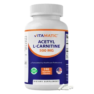 Vitamatic Acetyl L-Carnitine 500mg Dietary Supplement for Brain Health, 240 Vegetarian Capsules - Amino Acid, Non-GMO, Gluten Free, Made in USA
