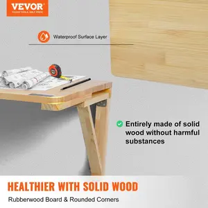VEVOR Wall Mounted Folding Table, 31.5x 23.62 Wall Mount Drop Leaf Table, Wooden Floating Desk with Iron Bracket, Fold Down Desk for Small Spaces, Home Office, Dining, Laundry Room, Kitchen, Bar