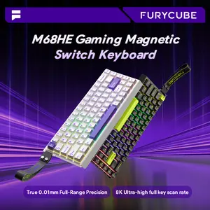 FURYCUBE M68 HE Magnetic Switch Mechanical Keyboard with 0.1ms Latency,65% Wired Compact Keyboard,8000 Hz Polling Rate,Hot-Swap,Strongly Waterproof and Dustproof,Gaming Keyboard