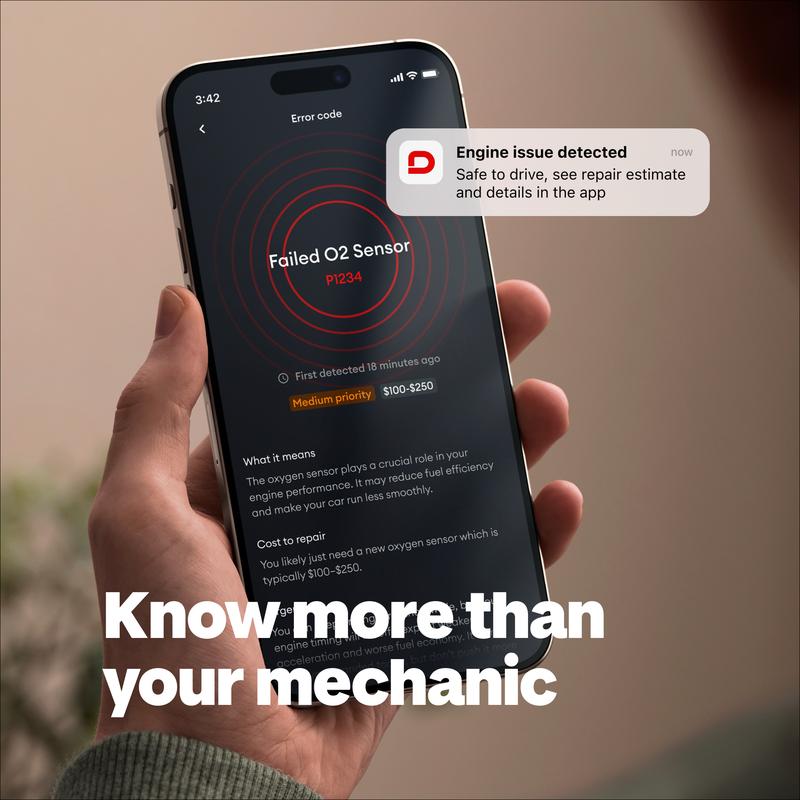 DIMO GPS Vehicle Tracker with Real-Time Location | OBD2 Wireless Scanner, AI-Powered Diagnostic Tool for Check Engine Light & 9000+ Error Codes | Track Driving Habits, Battery & Fuel Usage