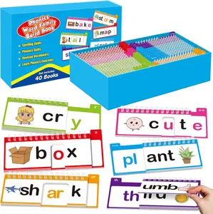 Word Family Build Book, 40 Read and Rhyme Flip Books, Learn to Read Phonics Flash Cards, Sight Words Flash Cards Kindergarten Flip Books for Homeschool Preschool Learning Activities
