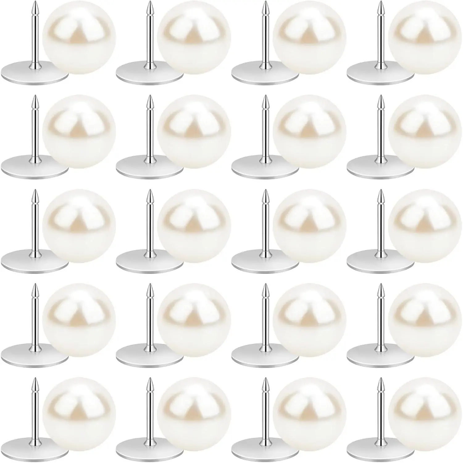 20 Sets 10mm Pearl Buttons No Sew Pins for Women, Reusable and Removable Button for Clothes, Decorative Button Pin, Brooch Fixed