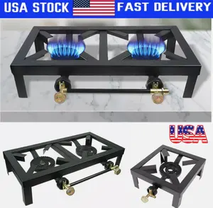 Portable Camp Stove Single Double Burner Iron Propane Gas LPG Outdoor BBQ Cooker