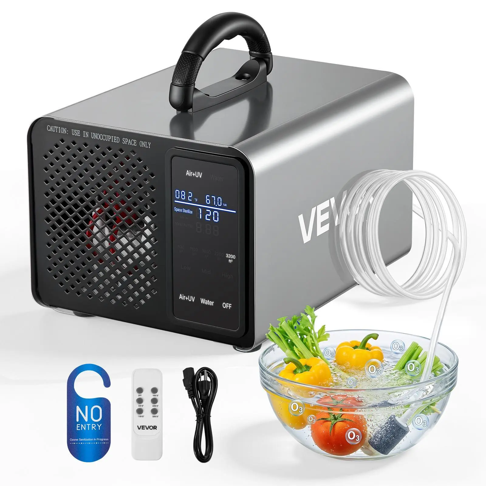 【Father's Day Dad Gift Idea】VEVOR Ozone Generator Ionizer - 36000mg/h Output, Independent 1000mg/h Output, Remote Control, 15s Delayed Start, Area-Based Timer, LCD Touchscreen, Commercial Industrial Odor Remover for Cars, Clothing (Up to 3200 sq.ft), Frui