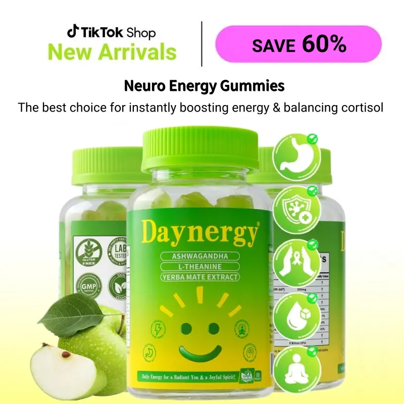 New Zero Sugar Instant Boost Energy Gummies - Supports Cortisol Balance & Calming Stress for Mood, with Vitamin B12 and Probiotics To Address Bloating, Ashwagandha & L-Theanine, Vitamin B gummies. Gluten-Free, Vegan, Non-GMO & Gelatin-Free