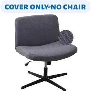 【Chair Cover ONLY】Waterproof Elastic Slipcover for Armless Chairs, Solid Color Criss Cross Design, Stretchable Mid Back Office Desk Chair Protector, Machine Washable