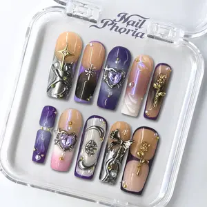 NailPhoria SCORPIO - Handmade Press-On Nails | Reusable, Salon-Quality, Long-Lasting, Glossy Design