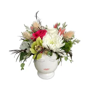 Flower Child - Fresh Flower Arrangement in Selfie Girl Ceramic Pot