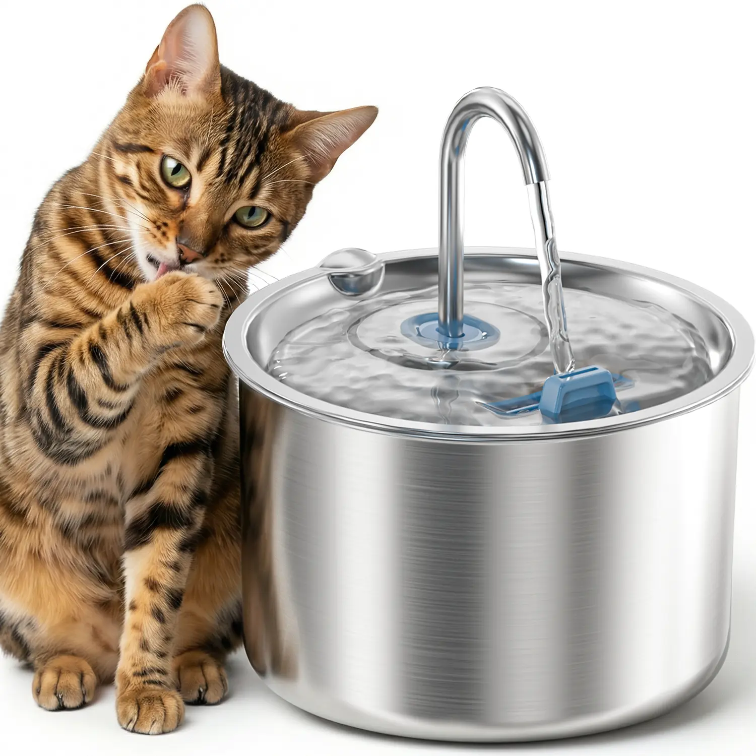 MewDgland Cat Water Fountain 2L Stainless Steel Pet Fountain for Indoor Cats & Small Dogs Running Water Supplier
