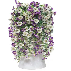 Ready-to-Hang Faux Pansy Pair for Decorators, Vibrant, Decorative & Realistic Artificial Flowers for Instant Patio, Balcony or Indoor Wall Beauty