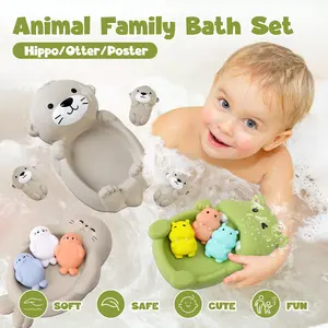 Floating Animal Hippo Toy Seal Toy Sealed Float Play Water Bathing Set, Baby Shower Bathtub Toys, Safe Non-Toxic Material