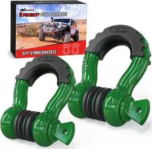 Nilight 2 Pack 3/4" D-Ring Shackle with 7/8" Screw Pin 41,887lbs Break Strength, Heavy Duty Off Road Recovery Shackle with Isolators Washers for Use with Tow Strap, Winch, Off-Road Truck Vehicle