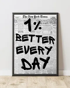 1% Better Every Day Poster, Motivational Wall Art, Fitness Quote Print, Gym - Office Decor, Modern Typography