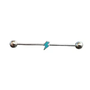 14G Turquoise Bolt Industrial Ear Piercing