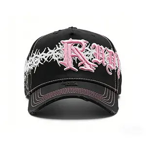 2026 Black with pink lettering New York cool hip-hop style luxury baseball cap, fashionable hat, adjustable and multifunctional, made of high-quality fabric
